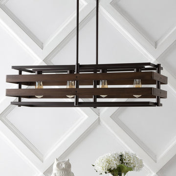 Horizon 34" Rustic Farmhouse Iron Linear LED Pendant - JONATHAN Y